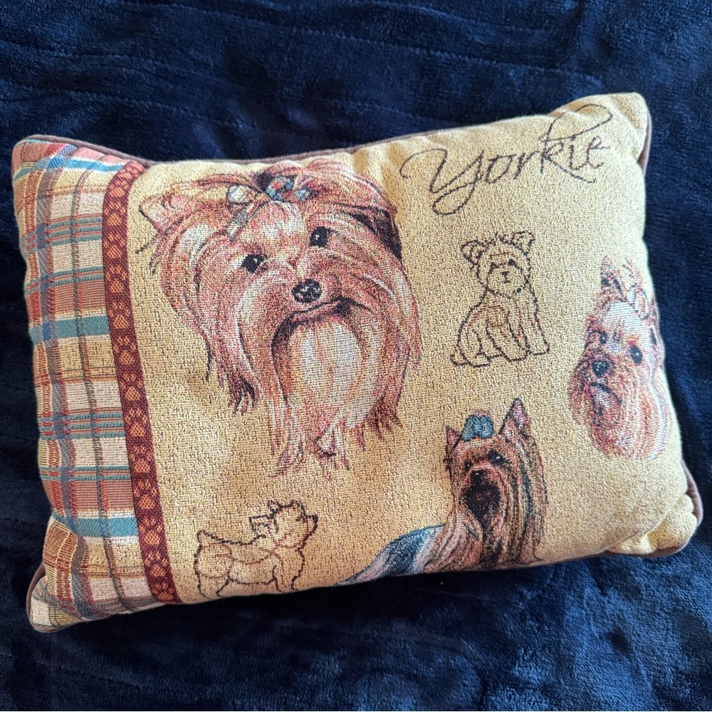 Tapestry Throw Pillow Yorkshire Terrier Yorkie Rectangle 17X13” Rectangle Dog